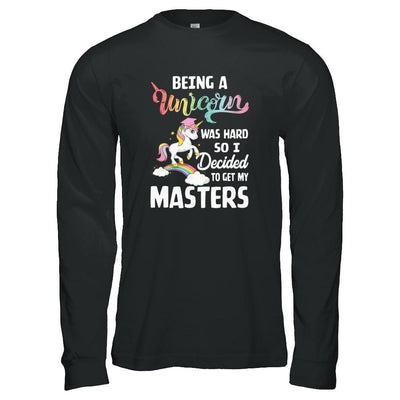 Funny Unicorn Masters Degree Graduation Graduate Gift-T-Shirt & Tank Top-Long Sleeve T-Shirt-Black