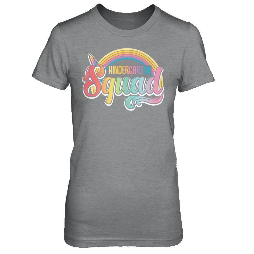 Kindergarten Squad Cute Rainbow Unicorn Back To School-T-Shirt & Hoodie-Women's T-Shirt-Sport Grey