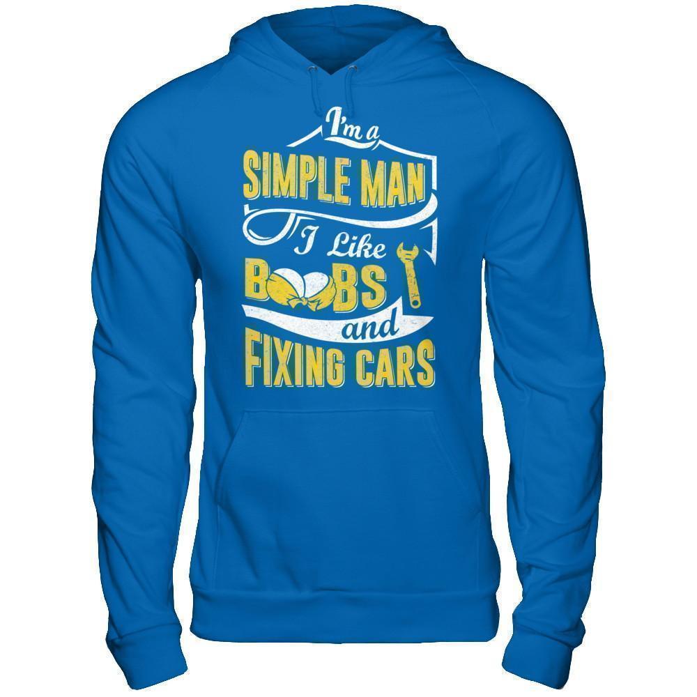 I'm A Simple Man I Like Boobs And Fixing Cars-T-Shirt & Hoodie-Pullover Hoodie-Royal