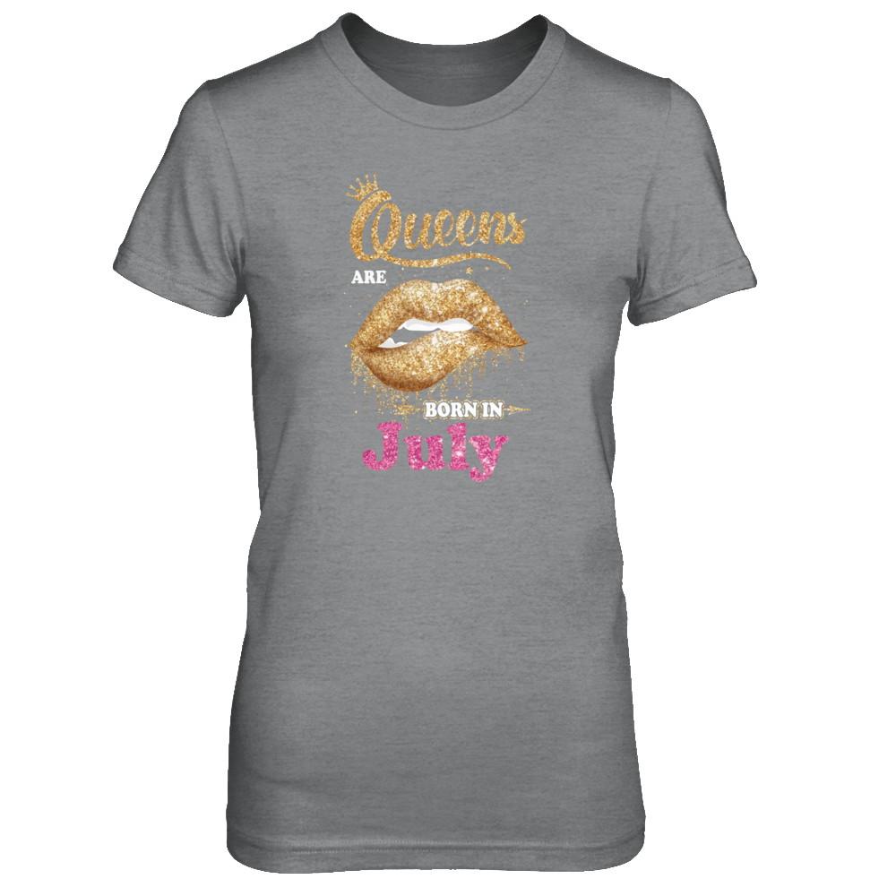 Lipstick Black Queens Are Born In July Birthday Gift-T-Shirt & Tank Top-Women's T-Shirt-Sport Grey