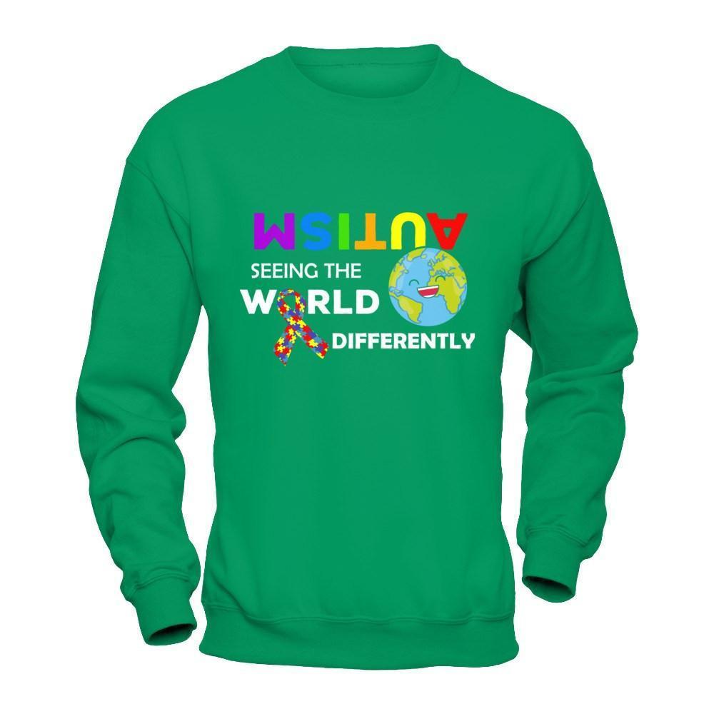 Autism Seeing The World Differently-T-Shirt & Hoodie-Crewneck Sweatshirt-Irish Green