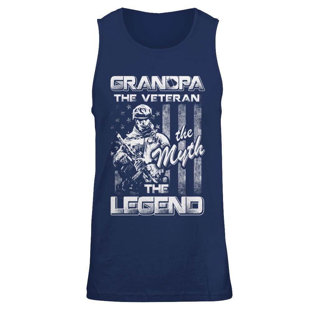 Grandpa The Veteran The Myth The Legend-T-Shirt & Hoodie-Unisex Tank-Navy