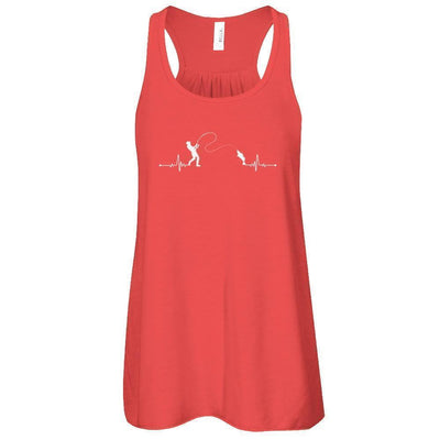 Fishing Heartbeat For Fisherman-T-Shirt & Tank Top-Women's Flowy Racerback Tank-Red