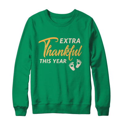 Extra Thankful This Year Pregnant Thanksgiving-T-Shirt & Sweatshirt-Crewneck Sweatshirt-Irish Green