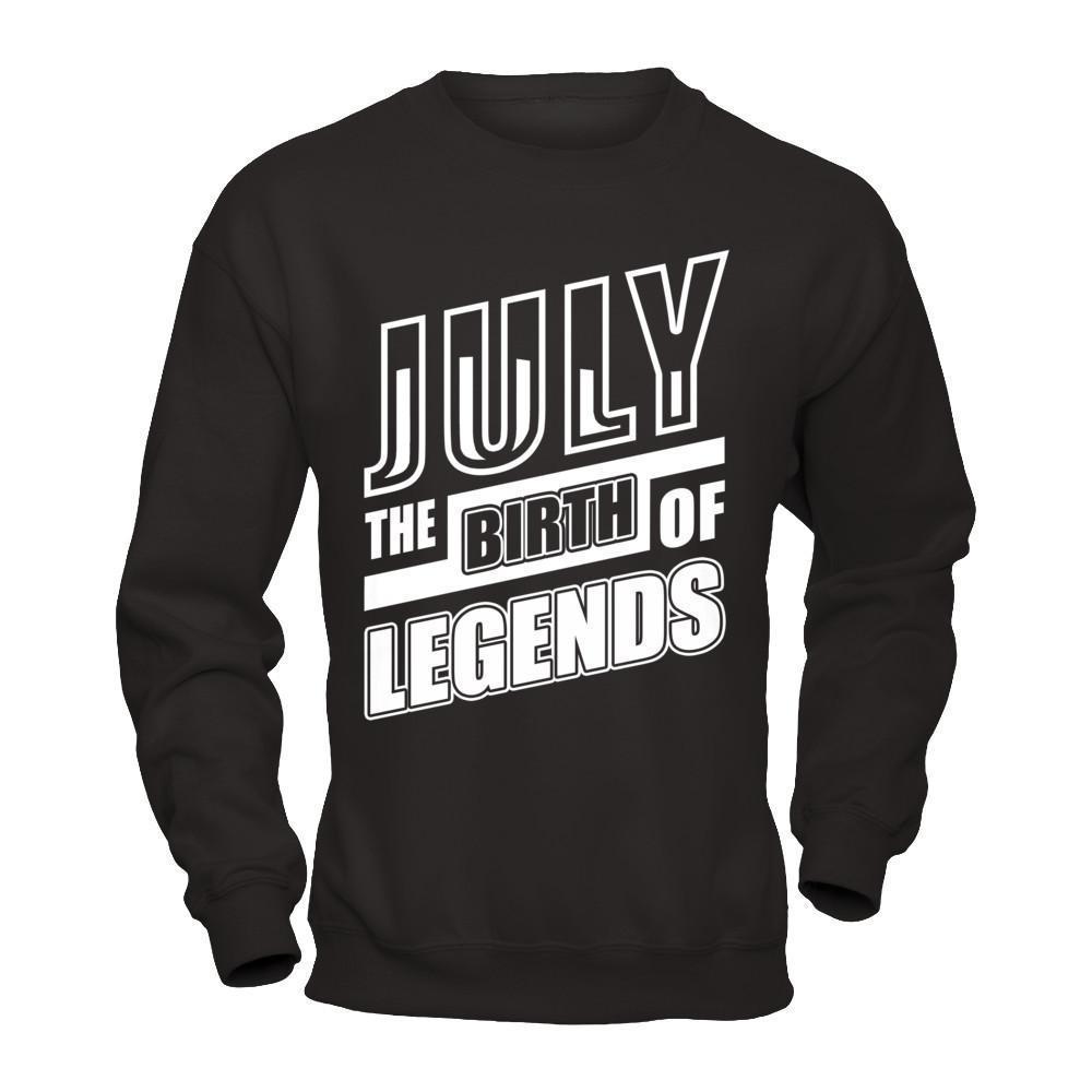 July The Birth Of Legends-T-Shirt & Hoodie-Crewneck Sweatshirt-Black