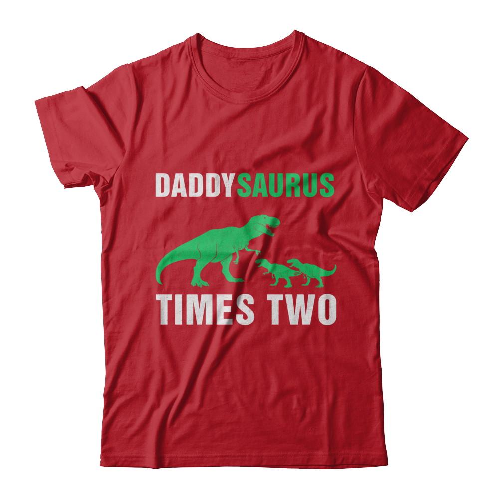 Daddysaurus Times Two Twins Fathers Day-T-Shirt & Hoodie-Classic T-Shirt-Red