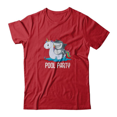 Pool Party Unicorn Float Funny Shark-T-Shirt & Tank Top-Classic T-Shirt-Red