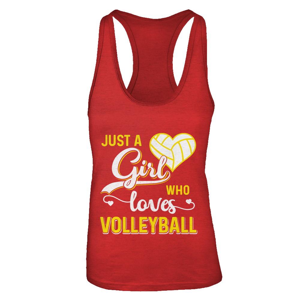 Just A Girl Who Loves Volleyball-T-Shirt & Tank Top-Women's Ideal Racerback Tank-Red