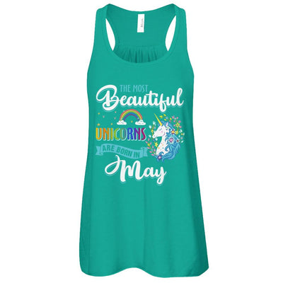 The Most Beautiful Unicorns Are Born In May Birthday-T-Shirt & Tank Top-Women's Flowy Racerback Tank-Kelly