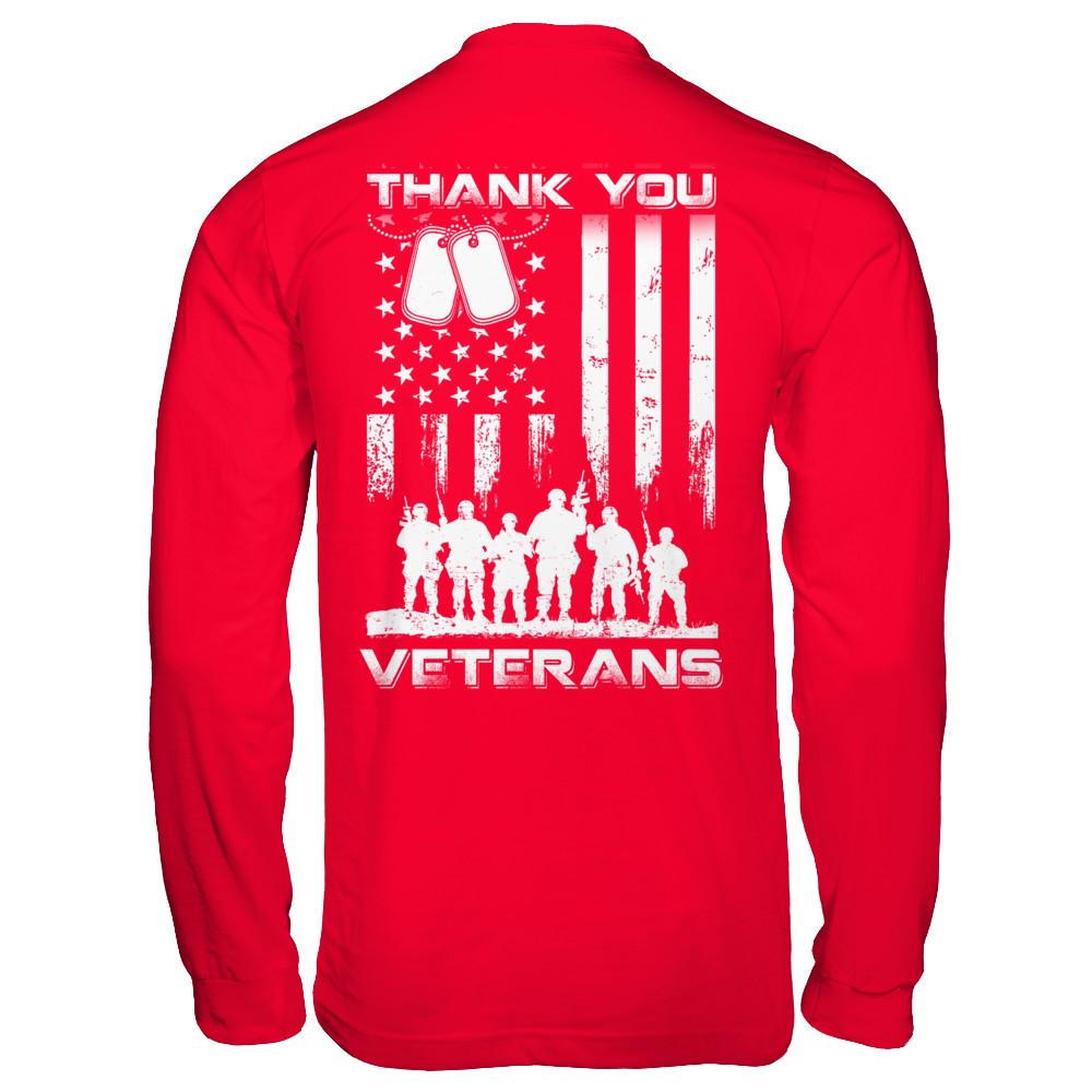 Veteran Thank You Veterans American Flag-T-Shirt & Hoodie-Long Sleeve T-Shirt-Red