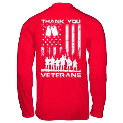 Veteran Thank You Veterans American Flag-T-Shirt & Hoodie-Long Sleeve T-Shirt-Red