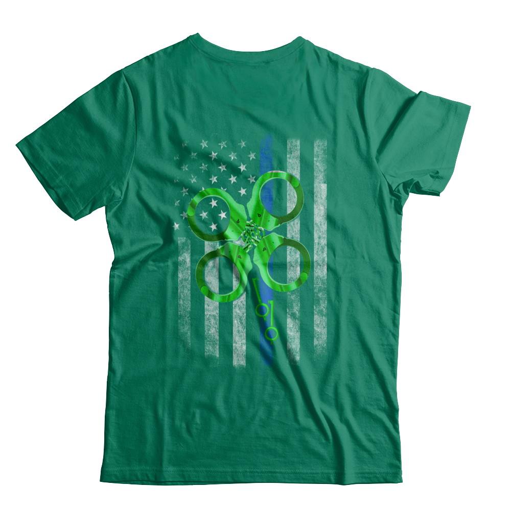 Thin Blue Line Happy St Patrick's Day Clover Police-T-Shirt & Hoodie-Classic T-Shirt-Kelly Green
