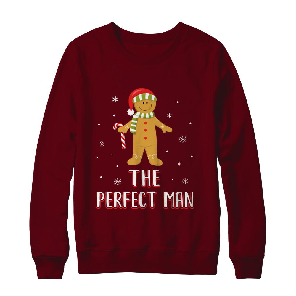 The Perfect Man Gingerbread Funny Pajama Christmas-T-Shirt & Sweatshirt-Crewneck Sweatshirt-Maroon
