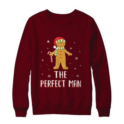 The Perfect Man Gingerbread Funny Pajama Christmas-T-Shirt & Sweatshirt-Crewneck Sweatshirt-Maroon