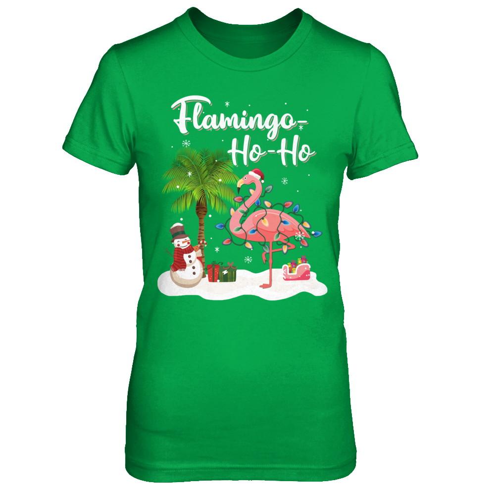 Flamingo Ho Ho Merry Christmas Gifts-T-Shirt & Hoodie-Women's T-Shirt-Irish Green