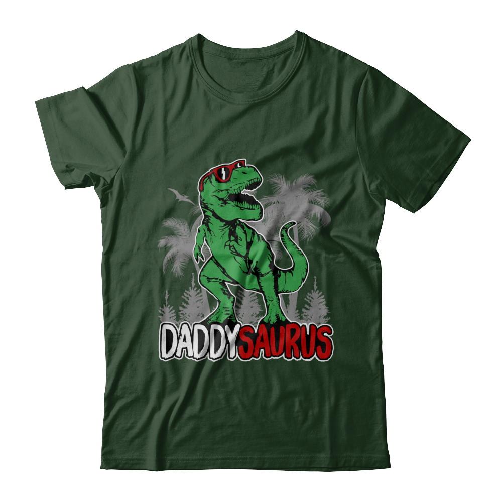Daddysaurus Fathers Day Dinosaur T Rex Daddy Saurus-T-Shirt & Hoodie-Classic T-Shirt-Forest Green