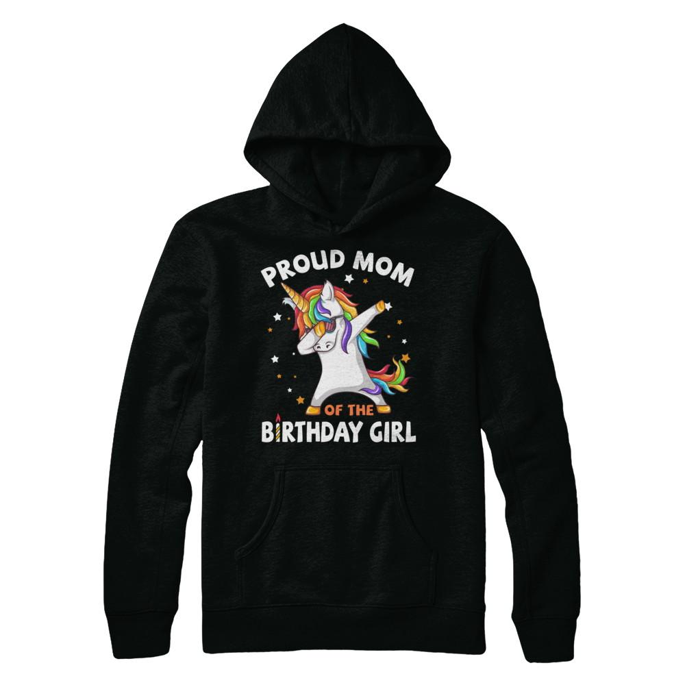 Proud Mom Of The Birthday Girl Unicorn Mothers Day-T-Shirt & Hoodie-Hanes - Heavyweight Pullover Hoodie-Black