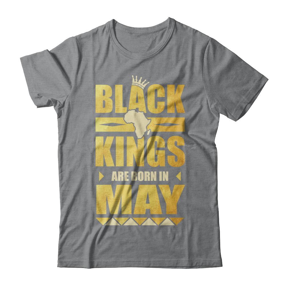 Black Kings Are Born In May Birthday-T-Shirt & Hoodie-Classic T-Shirt-Sport Grey