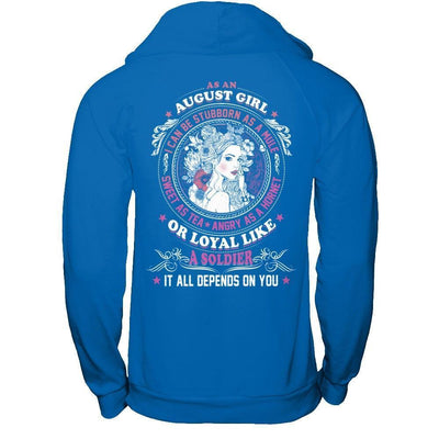 As An August Girl I Can Be Stubborn As A Mule-T-Shirt & Hoodie-Pullover Hoodie-Royal