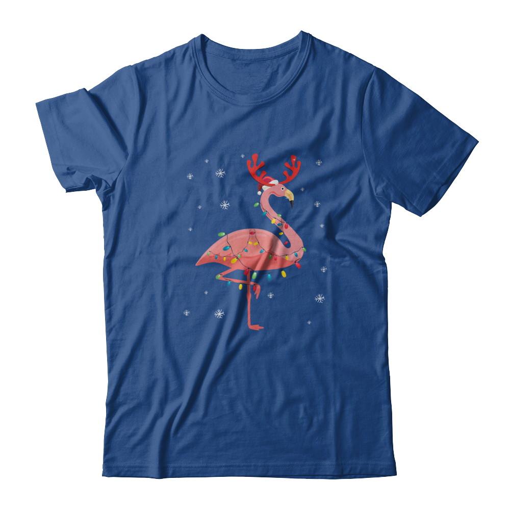 Santa Hat Flamingo Reindeer Christmas Gifts-T-Shirt & Hoodie-Classic T-Shirt-Royal