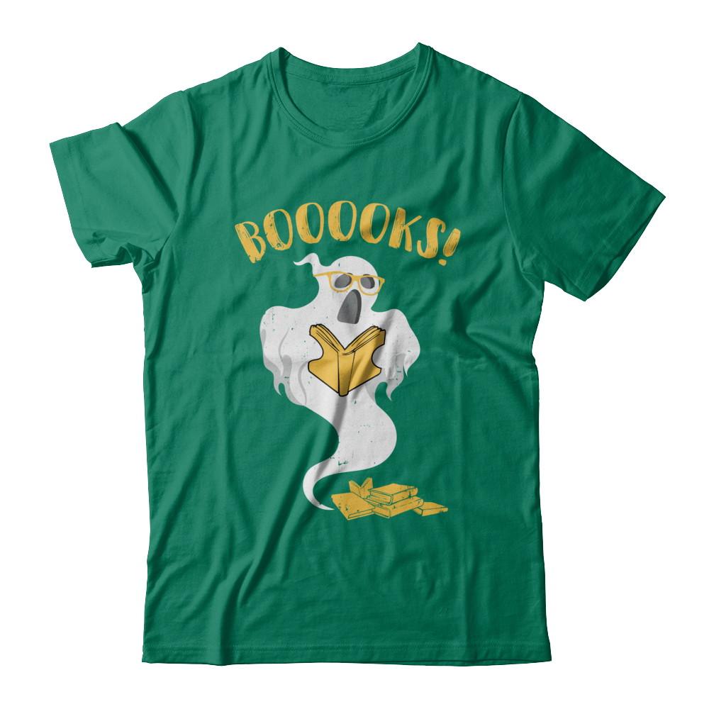 Book Reader Nerd Ghost Reading Books Halloween-T-Shirt & Hoodie-Classic T-Shirt-Kelly Green
