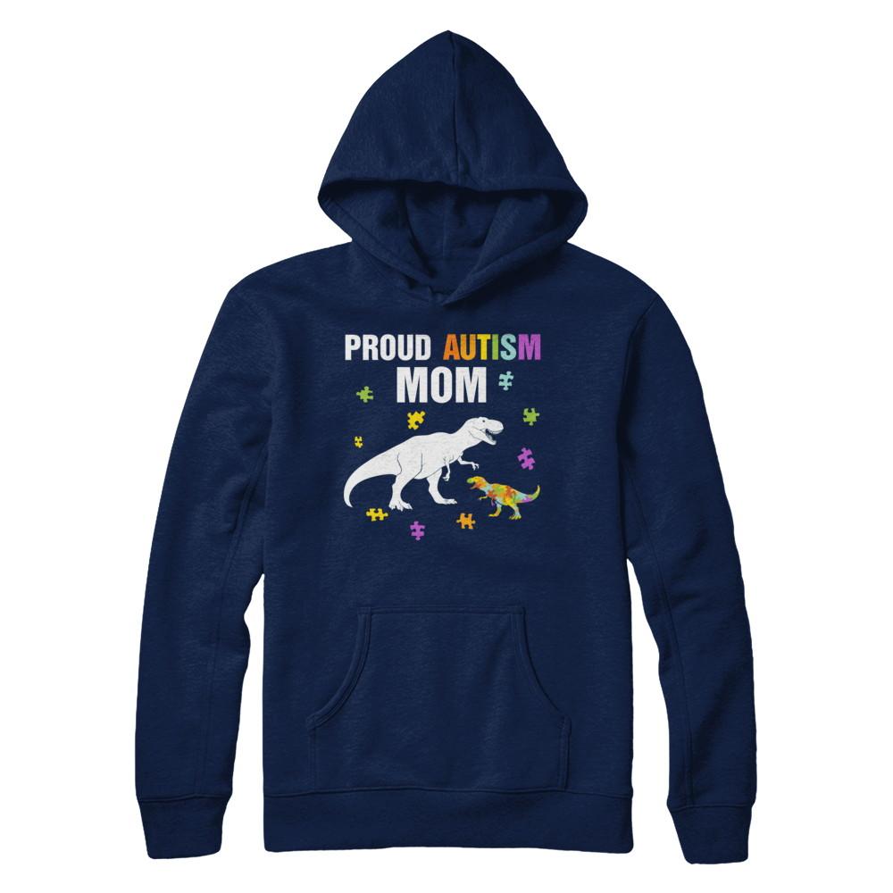 Proud Autism Mom T-Rex Dinosaur Autism Awareness-T-Shirt & Hoodie-