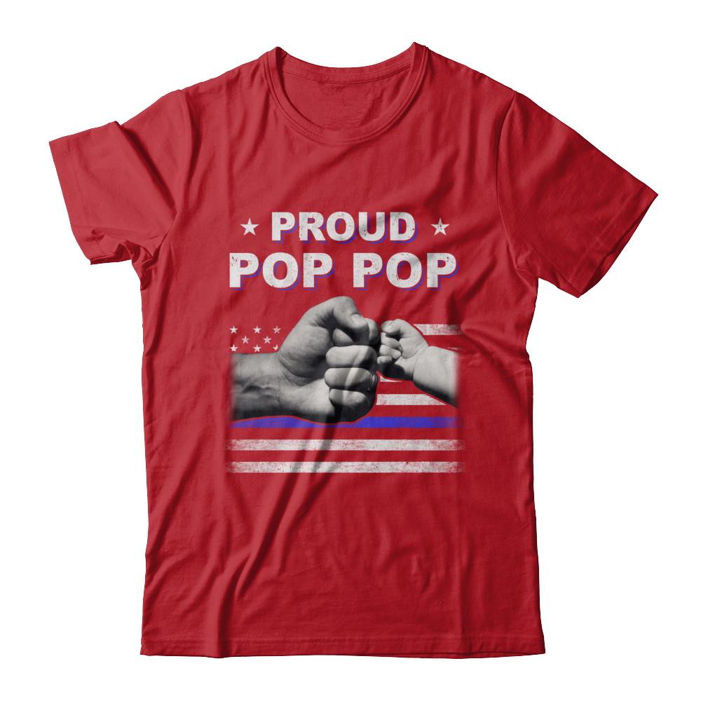 Proud Pop Pop Police Thin Blue Line Flag Fathers Day-T-Shirt & Hoodie-Classic T-Shirt-Red