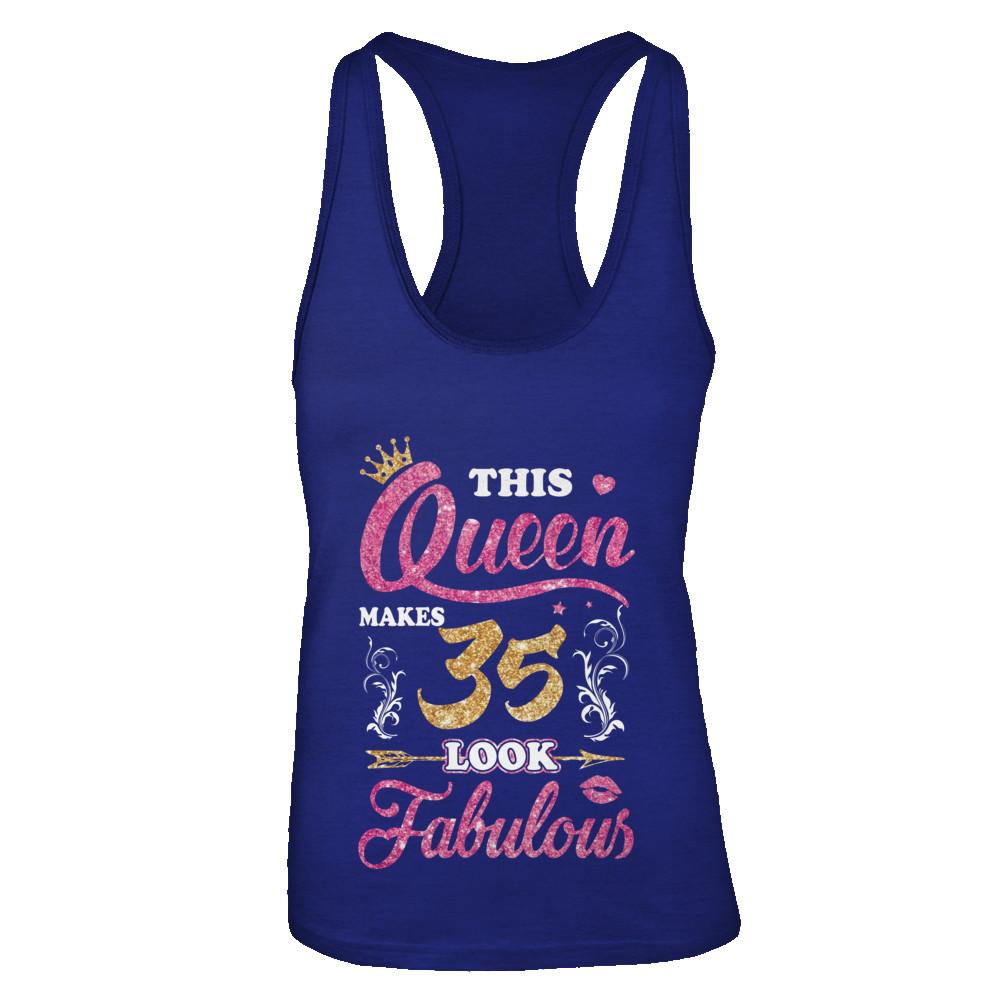 This Queen Makes 35 Look Fabulous 1986 35th Birthday-T-Shirt & Tank Top-Women's Ideal Racerback Tank-Royal