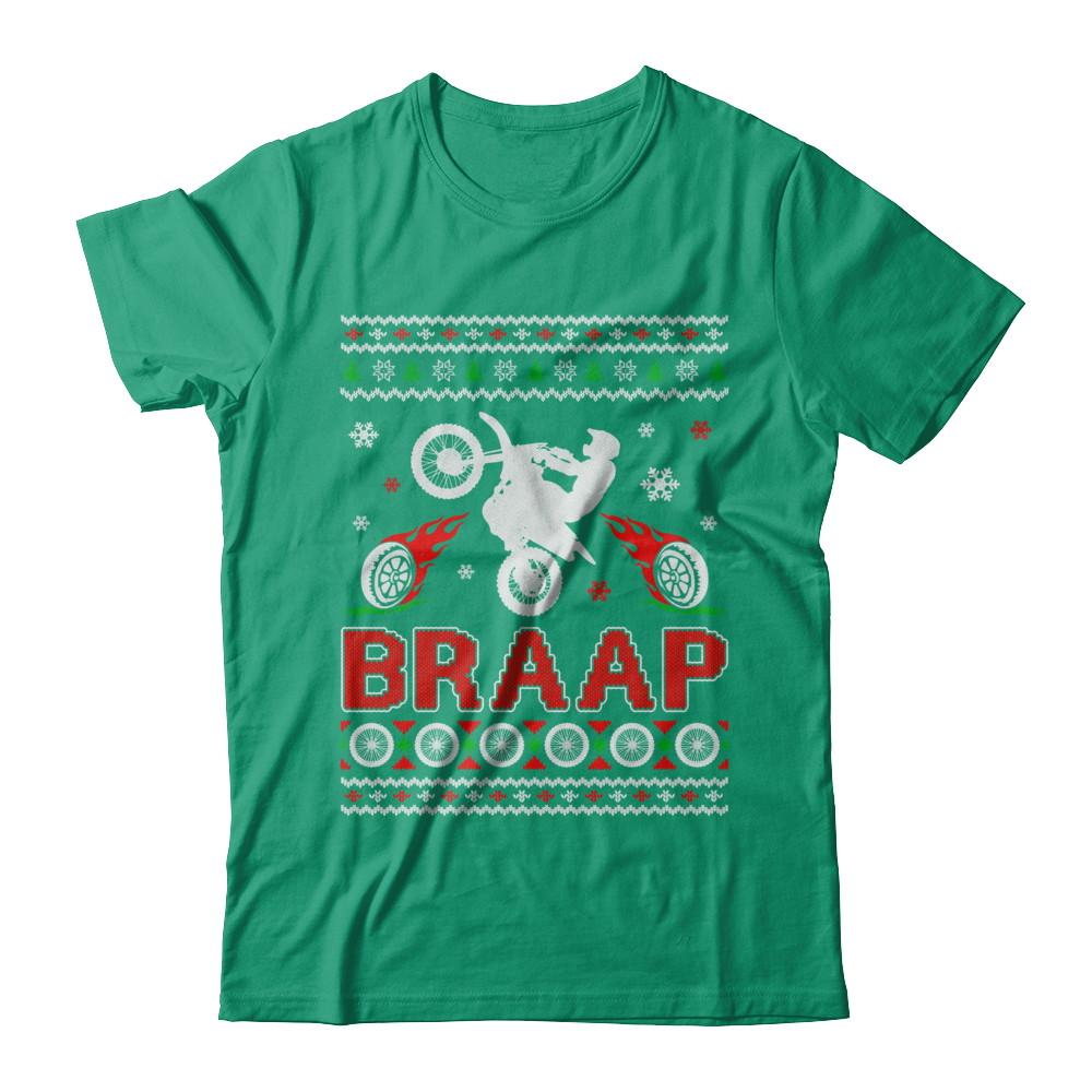 Motocross Sweater Christmas Dirt Bike BRAAP-T-Shirt & Sweatshirt-Classic T-Shirt-Kelly Green