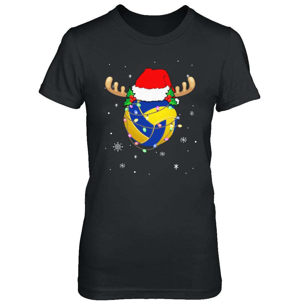 Santa Hat Volleyball Reindeer Christmas Gifts-T-Shirt & Sweatshirt-Women's T-Shirt-Black