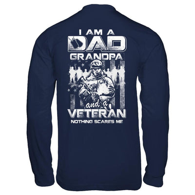 I Am A Dad Grandpa And A Veteran Nothing Scare Me-T-Shirt & Hoodie-Long Sleeve T-Shirt-Navy
