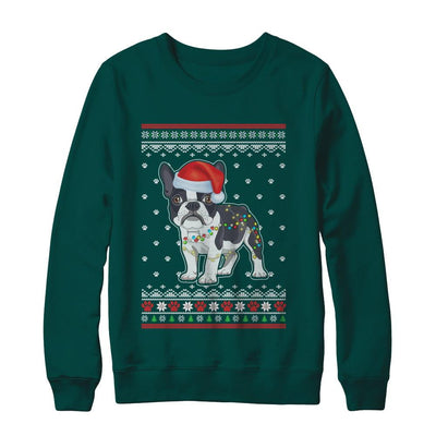 Bulldog Christmas Ugly Sweater Lights Dog Xmas Gift-T-Shirt & Sweatshirt-Crewneck Sweatshirt-Deep Forest
