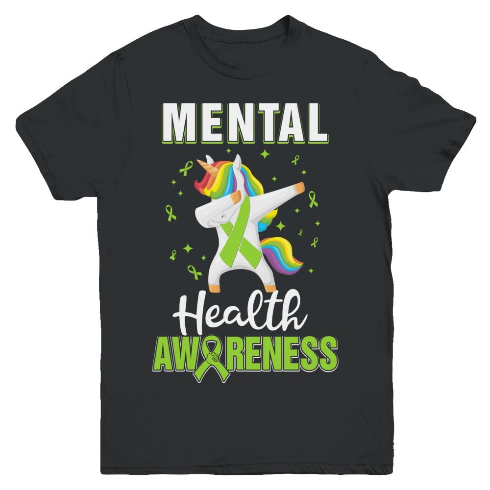 Inspirational Mental Health Awareness Unicorn Support Youth-Youth Shirt-Youth T-Shirt-Black