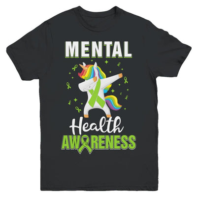 Inspirational Mental Health Awareness Unicorn Support Youth-Youth Shirt-Youth T-Shirt-Black