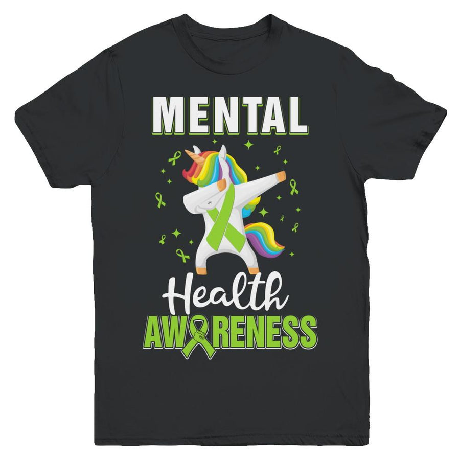 Inspirational Mental Health Awareness Unicorn Support Youth-Youth Shirt-Youth T-Shirt-Black