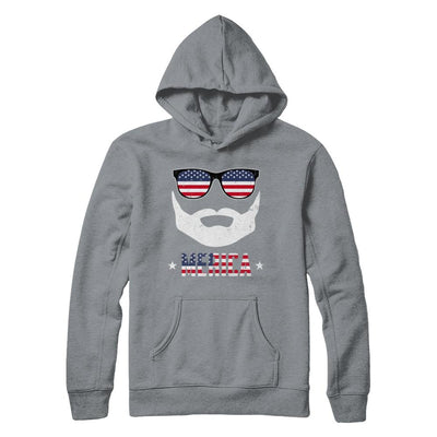4th of July MERICA America Flag Mustache Dad Bearded-T-Shirt & Hoodie-Pullover Hoodie-Light Steel