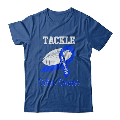 Football Survivor Tackle Blue Colon Cancer Awareness-T-Shirt & Hoodie-Classic T-Shirt-Royal