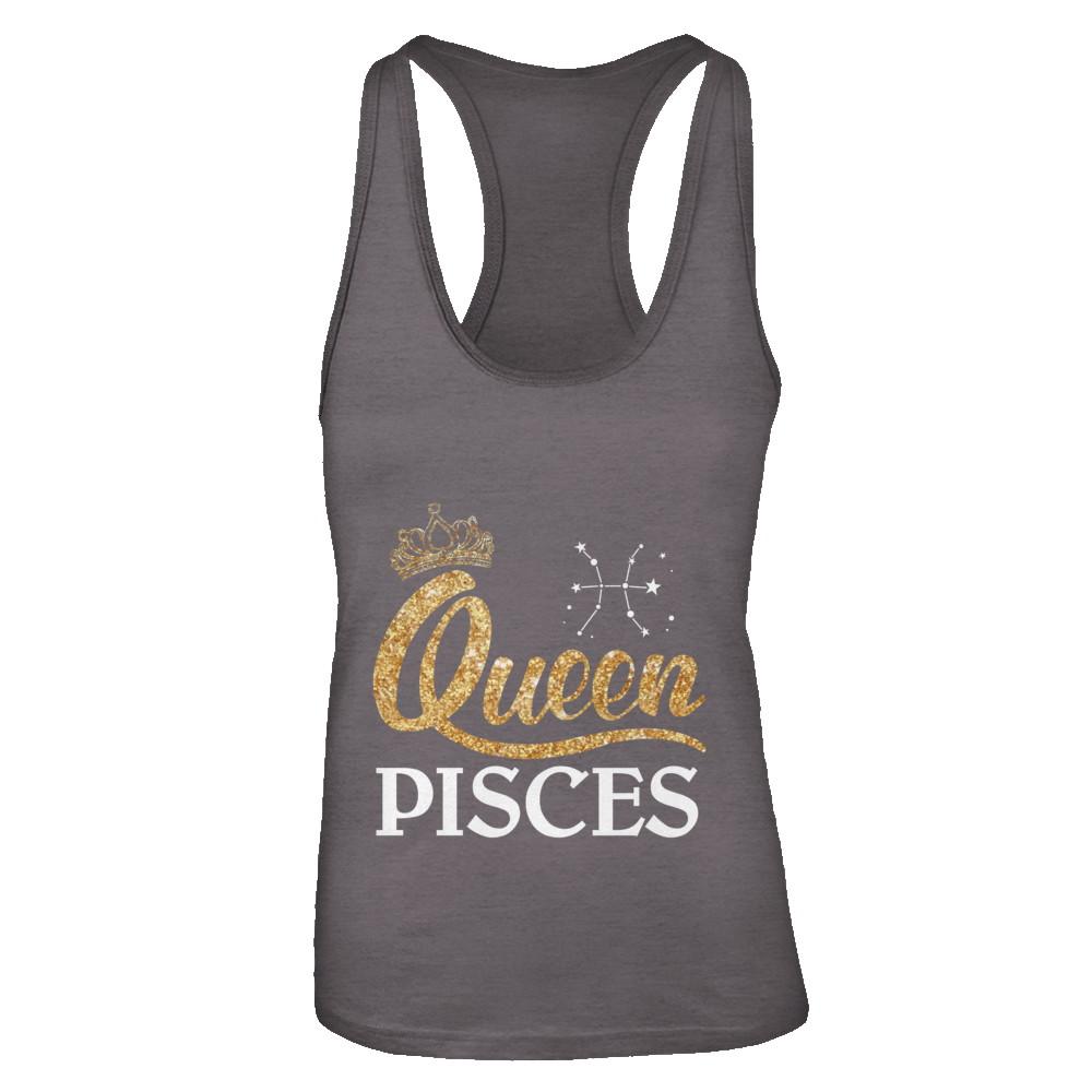 Queen Pisces Zodiac February March Birthday Gift-T-Shirt & Tank Top-Women's Ideal Racerback Tank-Dark Grey