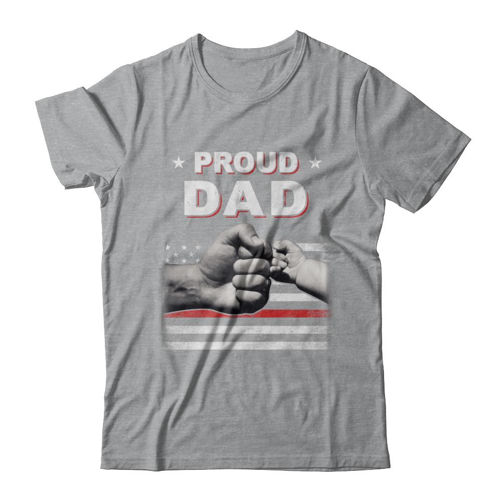 Proud Dad Fireman Firefighter Thin Red Line Flag Fathers Day-T-Shirt & Hoodie-Classic T-Shirt-Sport Grey