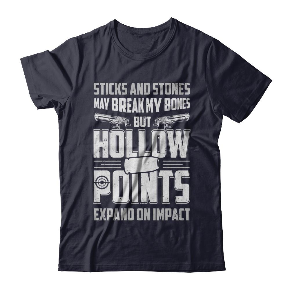 Gun Sticks And Stones Hollow Points-T-Shirt & Hoodie-Premium T-Shirt-Midnight Navy