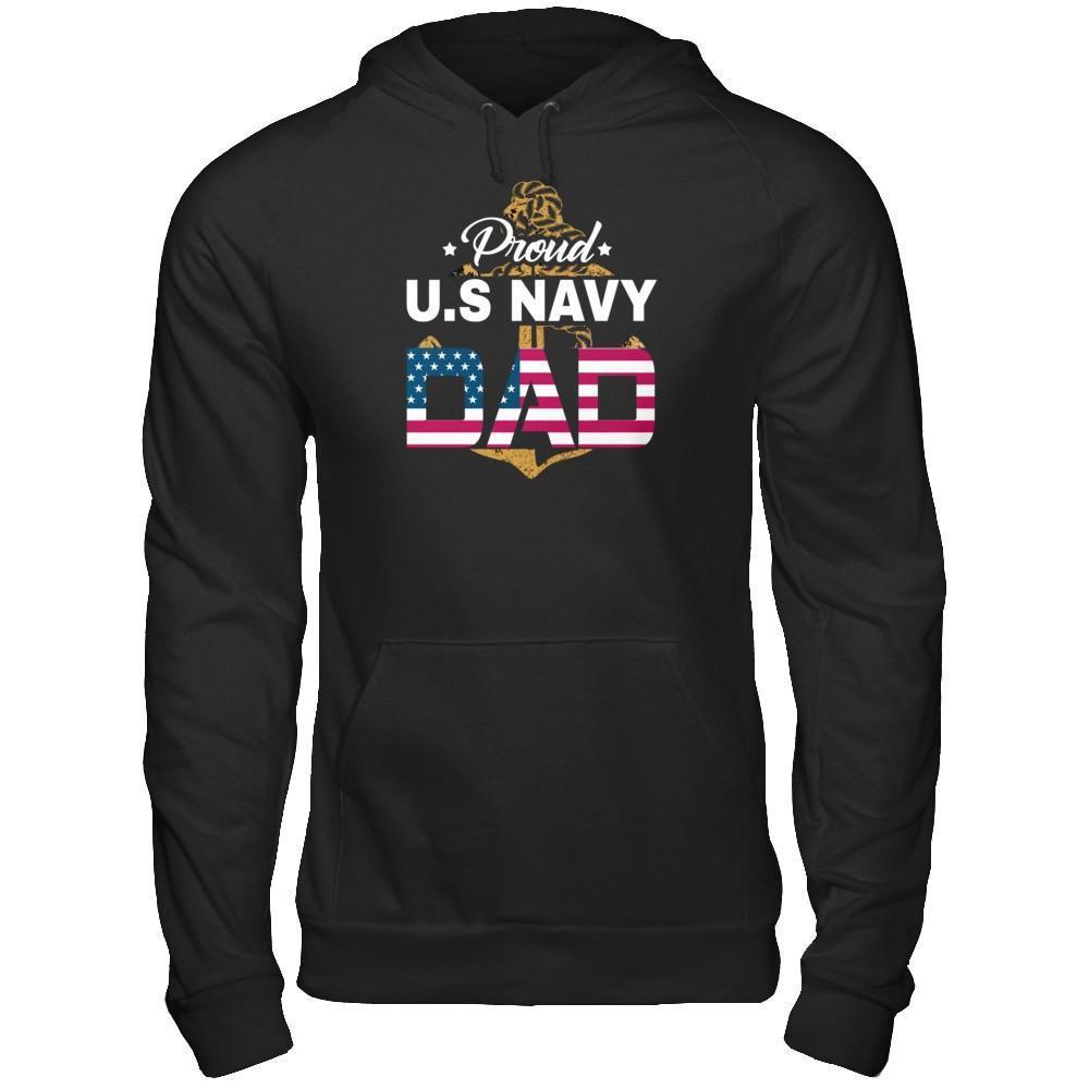 Proud US Navy Dad-T-Shirt & Hoodie-Pullover Hoodie-Black