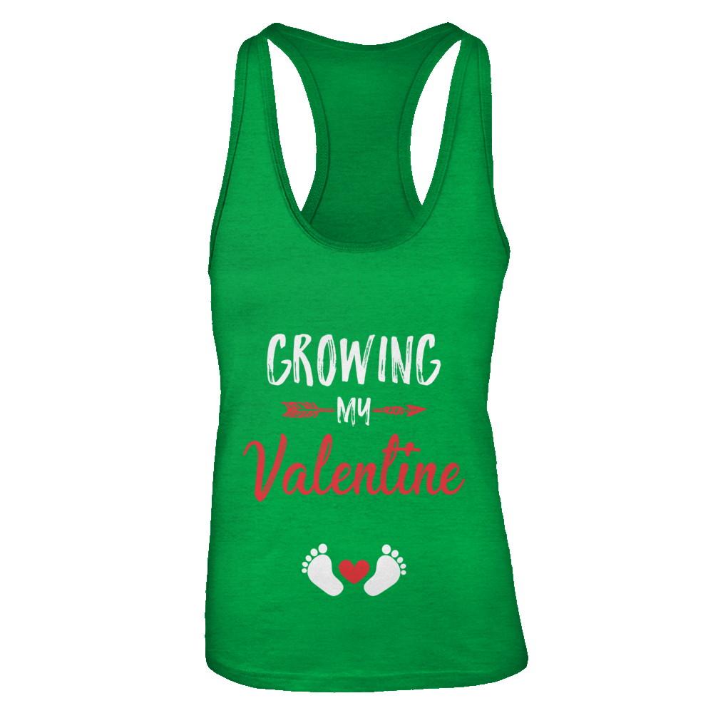 Growing My Valentine Mom Pregnancy Gifts-T-Shirt & Tank Top-Women's Ideal Racerback Tank-Kelly Green
