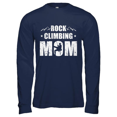 Rock Climbing Mom Distressed Mountain Climber Mothers Day-T-Shirt & Hoodie-Long Sleeve T-Shirt-Navy