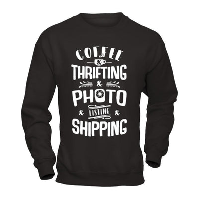 Coffee Thrifting Photos Listing Shipping-T-Shirt & Hoodie-Crewneck Sweatshirt-Black