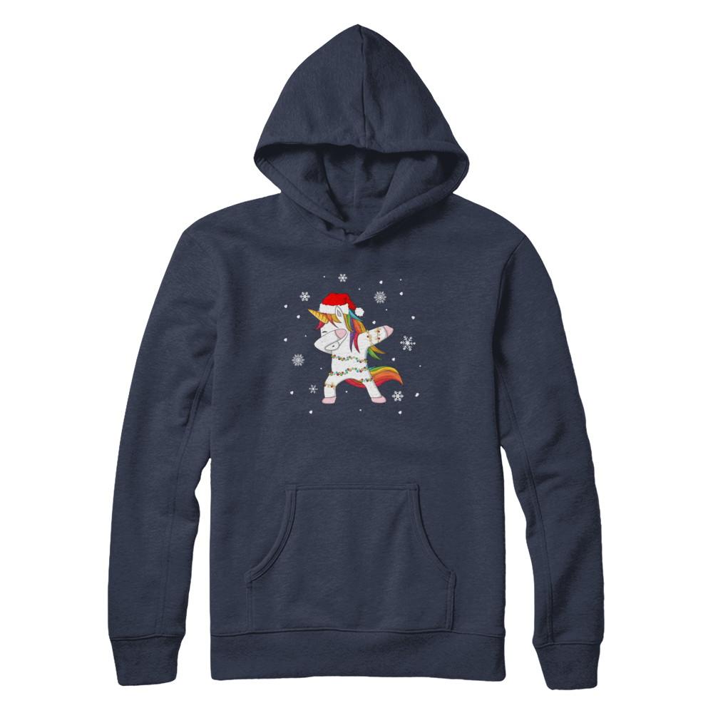 Dabbing Unicorn Ugly Christmas Sweater Girls-T-Shirt & Sweatshirt-Pullover Hoodie-Navy