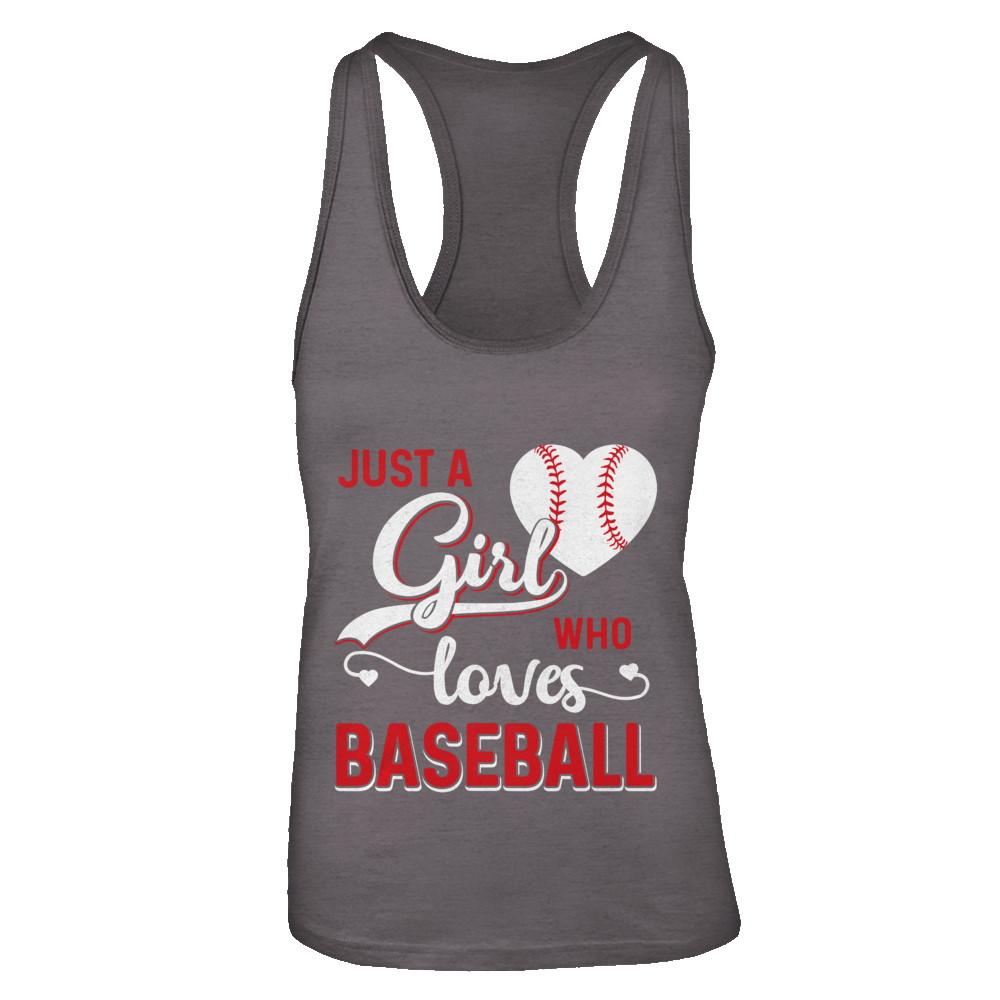 Just A Girl Who Loves Baseball-T-Shirt & Tank Top-Women's Ideal Racerback Tank-Dark Grey