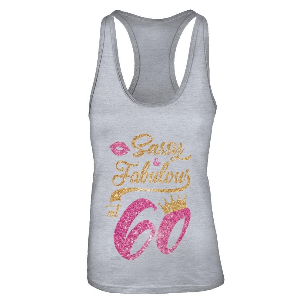 Sassy And Fabulous At 60th 1961 Birthday Gift-T-Shirt & Tank Top-Women's Ideal Racerback Tank-Heather Grey