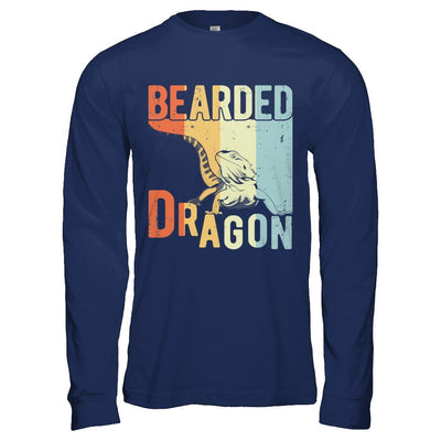 Vintage Retro Bearded Dragon-T-Shirt & Hoodie-Long Sleeve T-Shirt-Navy
