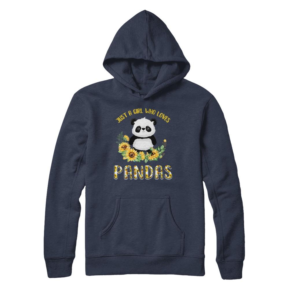 Just A Girl Who Loves Pandas And Sunflowers-T-Shirt & Hoodie-Pullover Hoodie-Navy