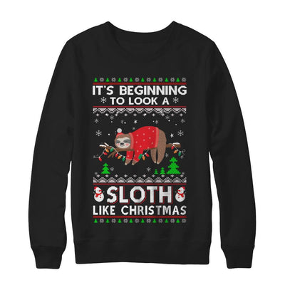 It's Beginning To Look A Sloth Like Christmas Sweater-T-Shirt & Sweatshirt-Crewneck Sweatshirt-Black